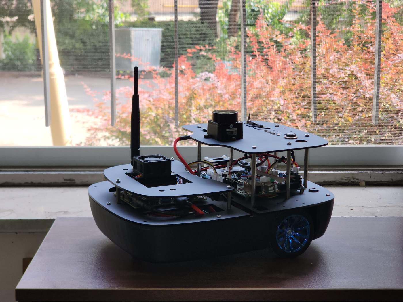 Lenna Mobile Robot ONE physical prototype with LiDAR and stacked electronics